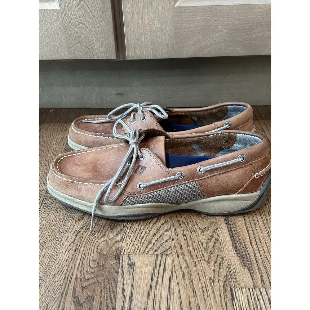 Sperry Top-Sider Authentic Original Leather Boat Shoes Sahara Tan Men's Size 9.5